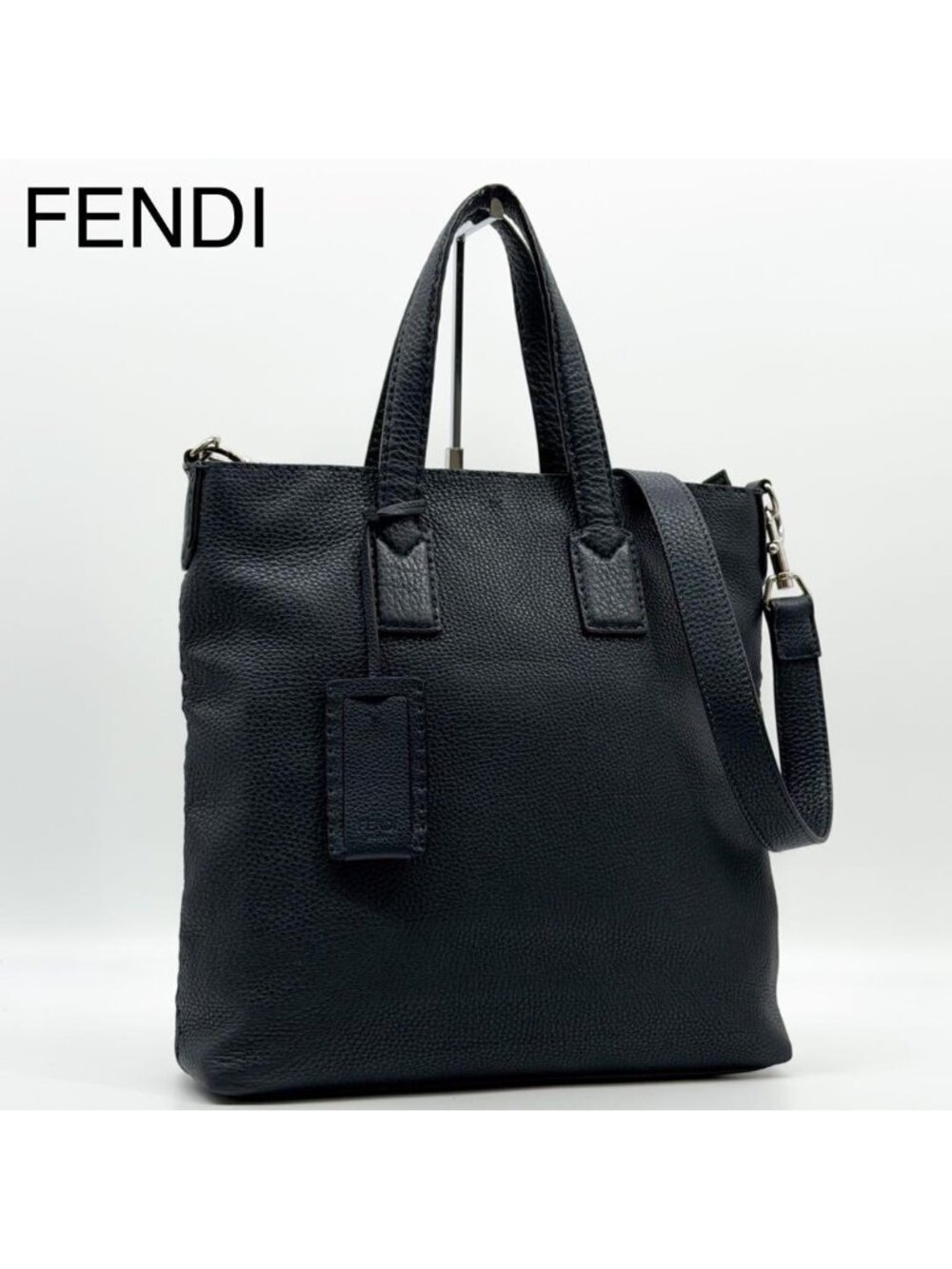 Fendi Selleria Peekaboo Tote Bag Navy 2-Way